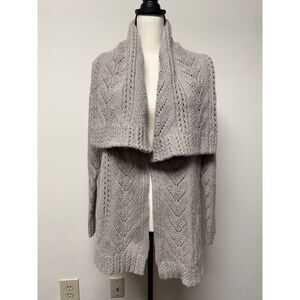 RALPH LAUREN BLACK LABEL Merino Wool/Cashmere Pointelle Knit Pockets Cardigan